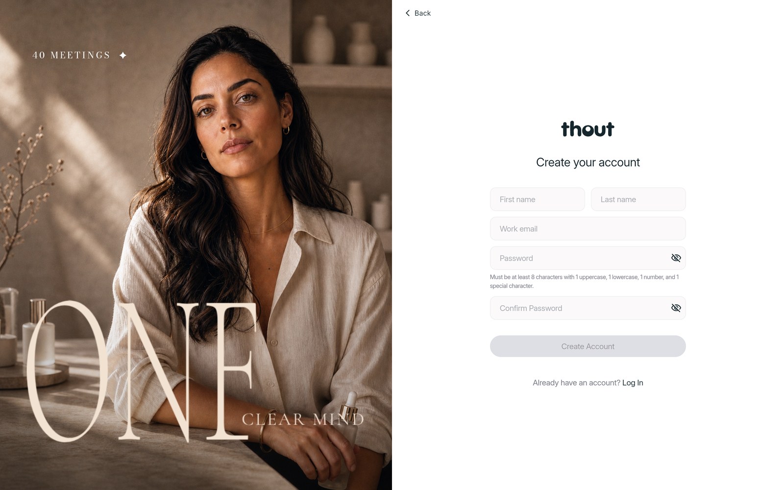 The Create Account registration form