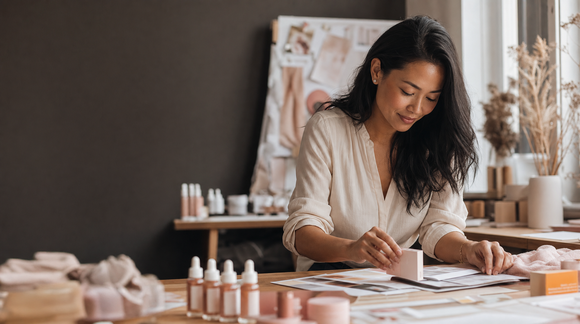 Beauty founder in her studio